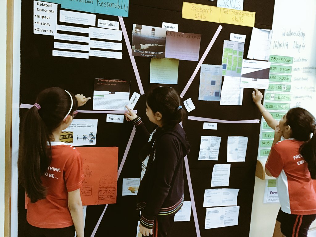Archana31K's tweet image. Ss moving from factual to conceptual level of thinking.Concept based inquiry in action with students framing their own generalizations and reflecting on their unit on WWAIPT -Human Migration #conceptbasedlearning #ConceptualUnderstanding @carlamarschall @ProLearnInt