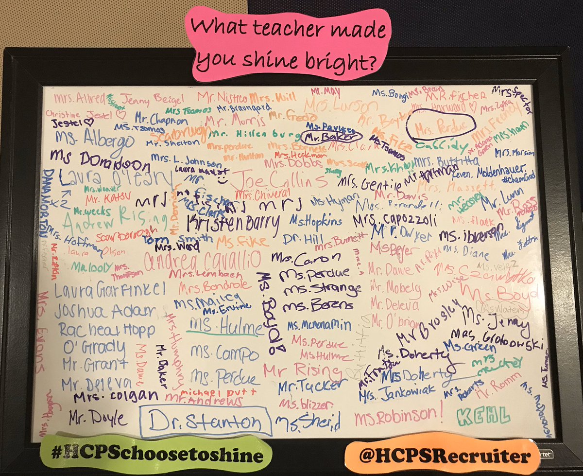 HCPSRecruiter's tweet photo. Alright @HCPSchools let’s get this party started! Our students shared the name of the teacher who helped them shine at the College and Career Fair. Comment a teacher whose name you see and RT the love we have for our teachers! They were so excited to participate. @daviswelcome https://t.co/nmJEd3d98a