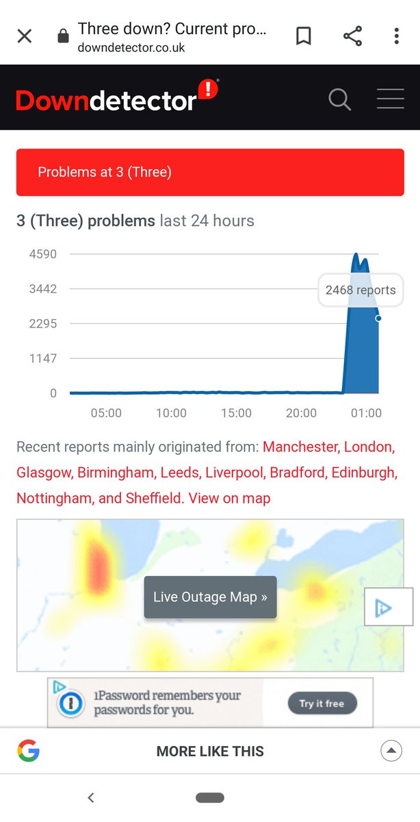 No phone signal, no mobile data signal. Come on three, this is a lot of people to leave with potentially no way of contacting anyone if needed