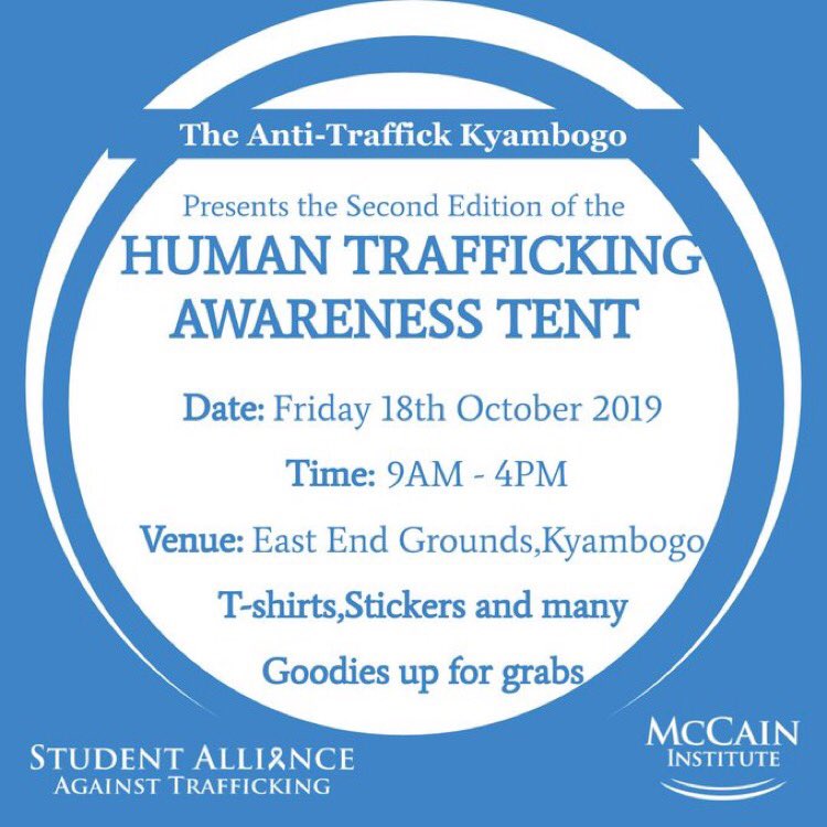 KYUTraffickOrg's tweet photo. #TBT. Today we look back on our #HumanTrafficking Awareness Tent that we held last year at @kyambogou , We are looking forward to a deeper discussion tommorow as we hold a similar awareness event. We kick off at 9am see you there! #StudentsAgainstTrafficking @McCainInstitute https://t.co/DqWXe5zAPI