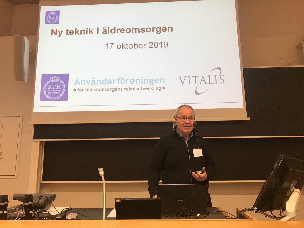 VardPa's tweet image. Professor Folke Björk kicks off New Technology in elderly care, where VOPD will provide a reality update when presenting our mapping of 24 practical examples of distance spanning solutions in the Nordics #eHealth #welfaretech