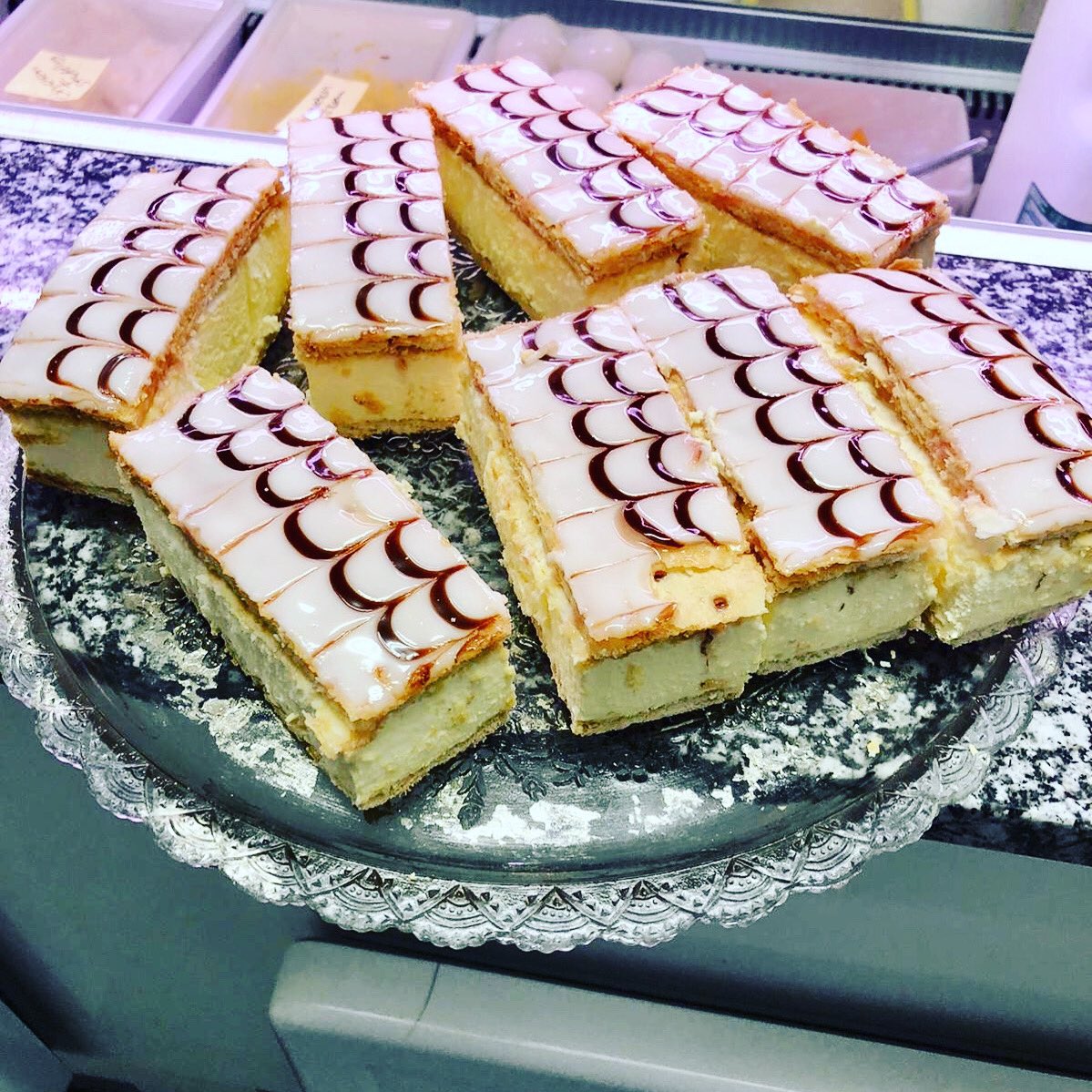 sally_sues's tweet photo. Today’s cake special @sally_sues Fresh cream slices https://t.co/J4rkh2D2Cl