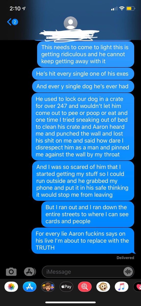 whatsthetruth21's tweet photo. We have received another message from another one of #aaroncarter’s exes. He can spew all the lies in the world about being a #silencebreaker but these strong women he victimized are the real silence breakers. We received permission to post these as well. https://t.co/D5bJYT1QnF