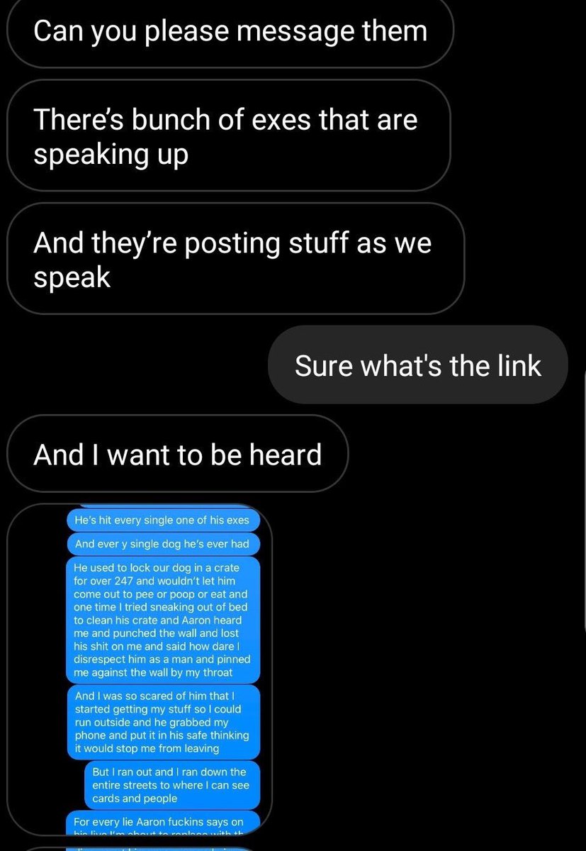 whatsthetruth21's tweet photo. We have received another message from another one of #aaroncarter’s exes. He can spew all the lies in the world about being a #silencebreaker but these strong women he victimized are the real silence breakers. We received permission to post these as well. https://t.co/D5bJYT1QnF
