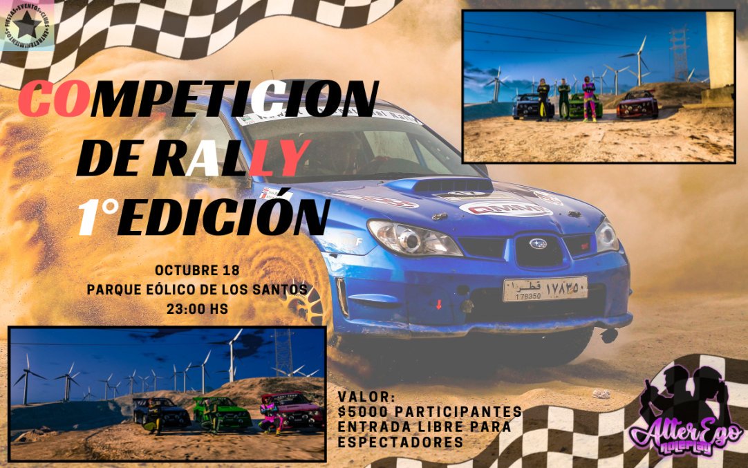 AlteregoRplay's tweet image. Buenos días familia!
Mañana viernes podréis disfrutar de un campeonato de Rally, todos los que queráis participar deberéis poneros en contacto con la facción de Eventos y Entretenimiento!!
Os esperamos🏎️!!