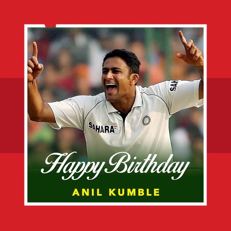 Happy birthday Anil Kumble aka \Jumbo\.

619 test wickets
337 ODI wickets  