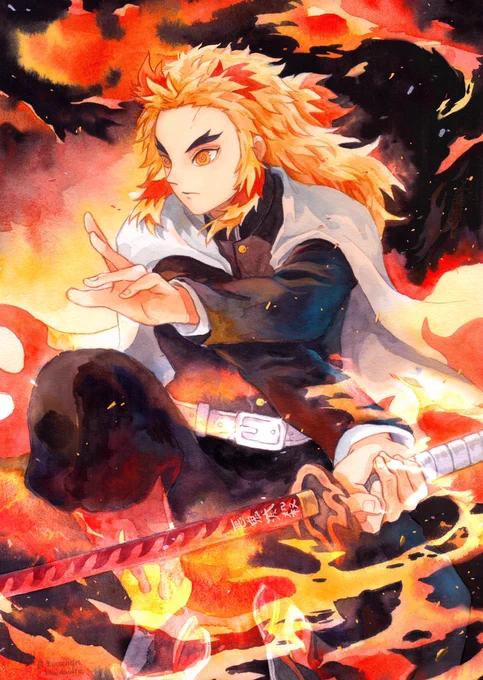 線画: @meodualeo 
着色: @KuroChan2512 

#kimetsunoyaiba #煉獄杏寿郎 