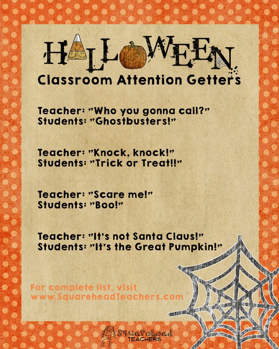 Halloween Classroom Attention Getters squareheadteachers.com/2019/10/16/hal…