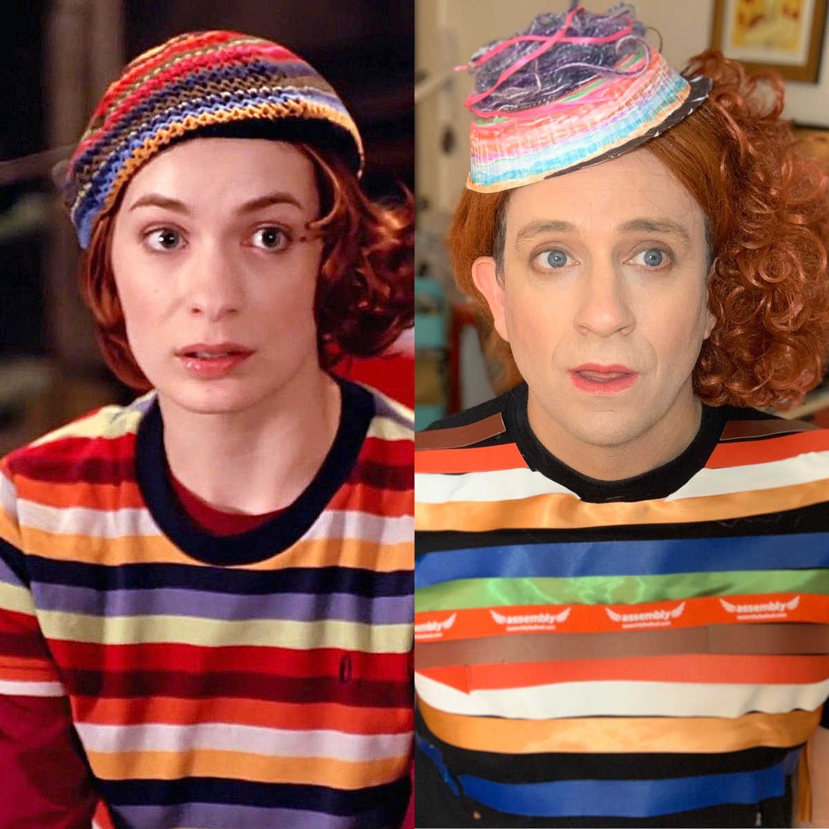 tomlenk's tweet image. Trashcast Ep. 2 w/ @feliciaday is up! &amp;amp; while you 🎧, you can get her Vi from @BuffyTVS stripes on stripes #LenkLewkForLess w/ ribbons, tape &amp;amp; a paper bowl! &amp;amp; get FD’s new BEWK (feliciadaybook.com) cuz it’s hilarious &amp;amp; amazing! 👂🏼 here 👉 apple.co/31lsKaj