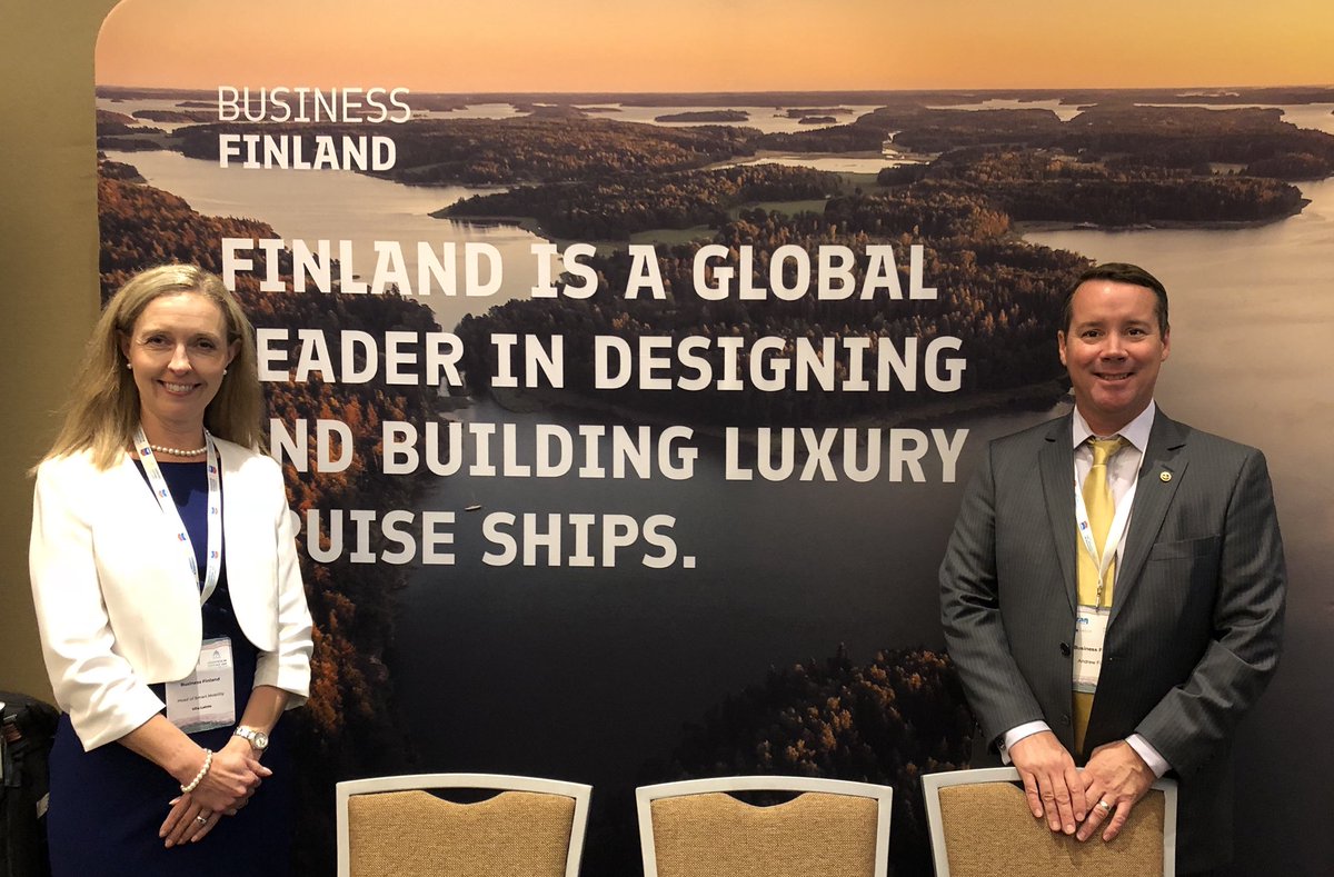 IinaPeltonen's tweet photo. Two days at #USGreentech #Shipping event in #Miami, FL. Finnish #shipbuilding and ports definitely in the forefront in regard to the most digitalized, smartest and most environmentally friendly shipping and #SmartPort solutions globally. 
#Finland #sustainability https://t.co/4aMFpz6UiI