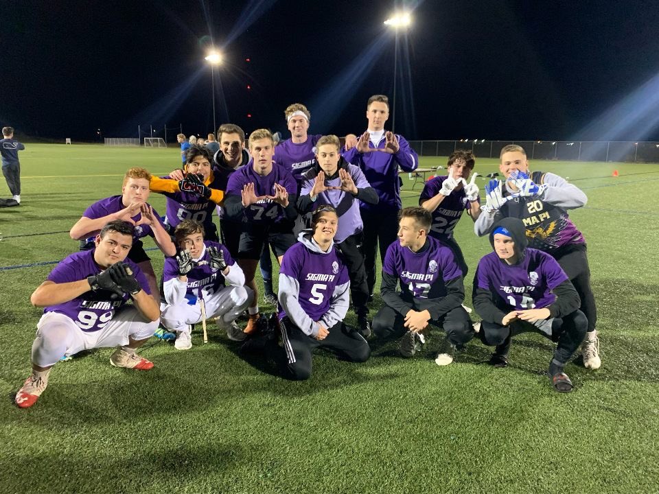 SigmaPiGVSU's tweet photo. Both our A team and our B teams came out with strong showings today to take down @PiKappGVSU A and B team. Good games boys! Shoutout to Jonny “Basement” “Football” B for slinging 3 touchdown passes today and star wide receiver Kevin Lang with 2 touchdowns #HeismanWatch 👀 https://t.co/AxWfZPHDhn