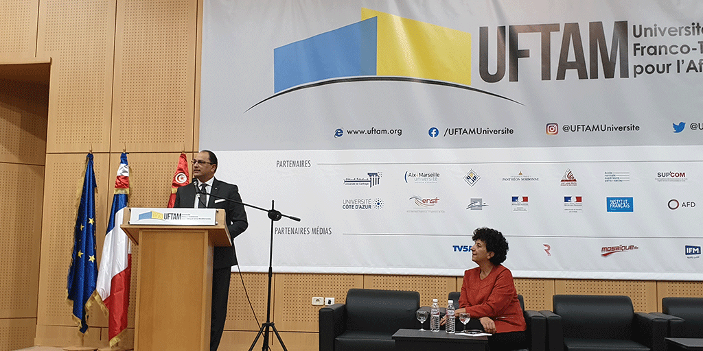 SorbonneParis1's tweet photo. Le lancement officiel de l’@UFTAMUniversite, université franco-tunisienne pour l’Afrique et la Méditerranée a eu lieu le 4 octobre à Tunis en présence de @VidalFrederique et de son homologue tunisien du @MESRSTunisie Slim Khalbous → https://t.co/5unzjap6jP https://t.co/pGaBL2s70v