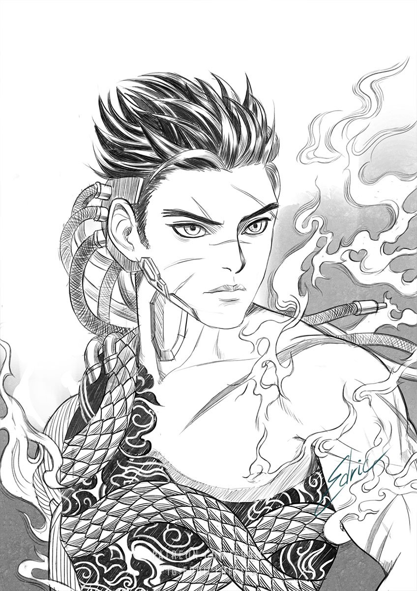 An older piece of ink, but Im still lovin it. Genji in his "flourished" Blackwatch getup. RT truly appreciated.
#inktober #overwatch @PlayOverwatch 