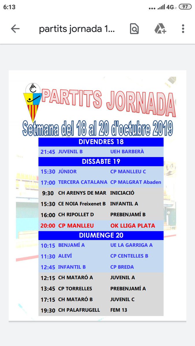 clubpatitordera's tweet photo. Ja tenim a punt la graella dels partits per aquest cap de setmana.

Pot ser que hi hagin modificacions i/o ajornaments degut als esdeveniments d'aquests dies, us anirem informant a mesura que ho sapiguem.

Molta sort a tots i totes.

TORDERA I FORCA !!! https://t.co/GzV2FjB4c5