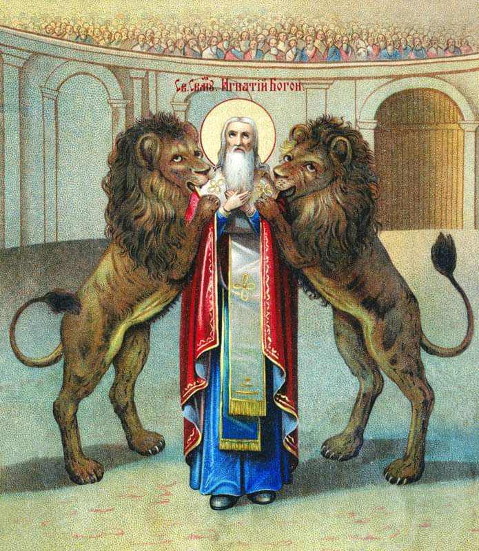 JostKoko's tweet photo. 17/10:
St. Ignasius Antiokhia

Ia adl org pertama yg menuliskan kata "katholikos" utk menggambarkan Gereja

Kata2 menjelang wafat:

"Aku adl biji gandum Kristus
yg digilas o/gigi-gigi buas
u/mjd roti murni

Fruméntum Chrísti sum
déntibus bestiárum mólar,
ut pánis múndus invéniar" https://t.co/LGyhgqsdmF