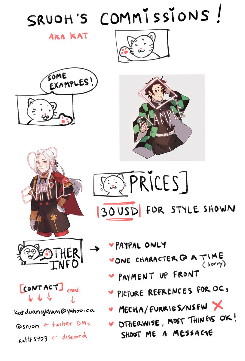 Hey there ! Opening up commissions, check out the image below for more info ? thank you !