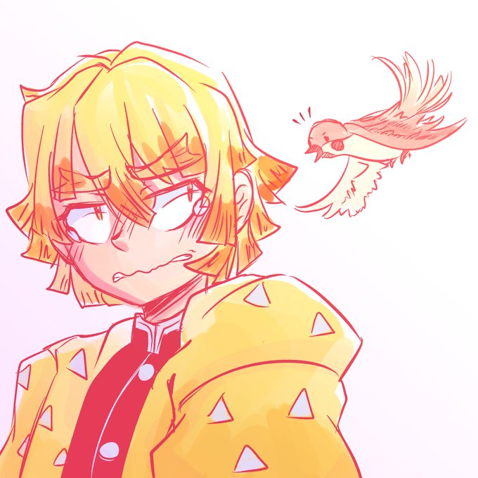 Nerdy @ Commissions OpenさんがTwitterに投稿した我妻善逸(鬼滅の刃)のイラスト。