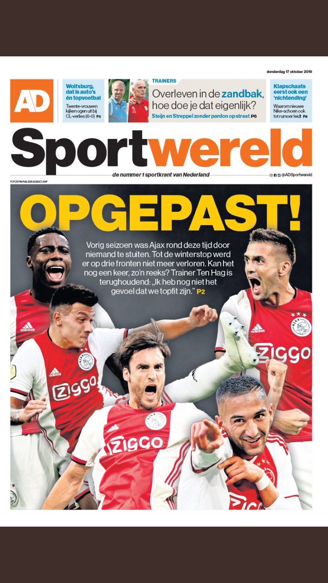 Interlandperiode voorbij, seizoensblok 3 van Ajax in aantocht:

19/10: RKC - Ajax
23/10: Ajax - Chelsea
27/10: Ajax - Feyenoord
1/11: PEC Zwolle - Ajax
5/11: Chelsea - Ajax
10/11: Ajax - FC Utrecht
#Ajax