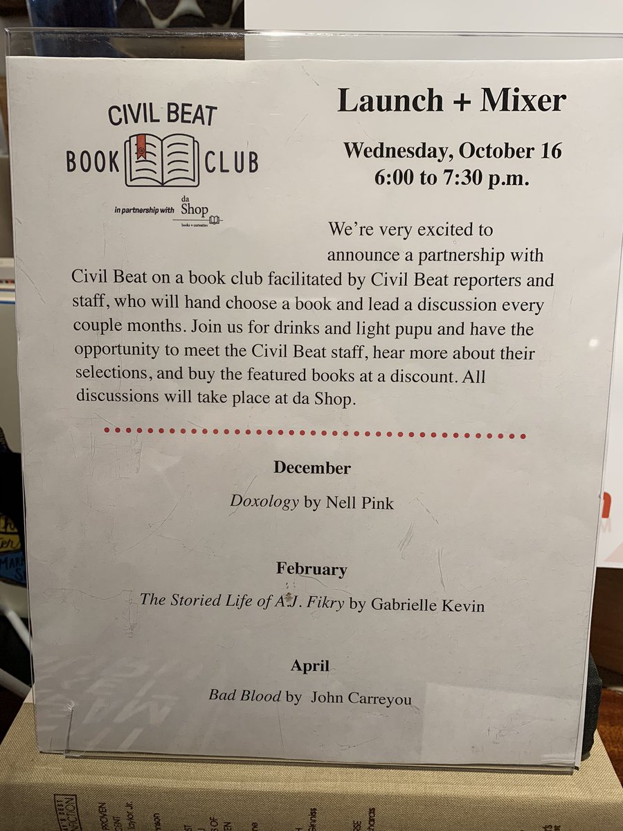 MiliLaff's tweet image. Perfect nerd date night!  The first book choice for the @CivilBeat book club is “Doxology.”  Read it with us &amp;amp; come back to Da Shop to talk about it in December! #808Educate