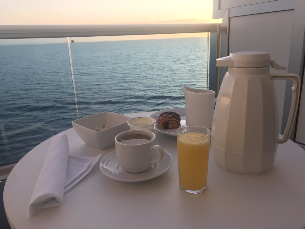 Breakfast on my balcony as we #cruise the Adriatic towards #Kotor on maiden voyage of <a href="/PrincessCruises/">Princess Cruises</a> #SkyPrincess