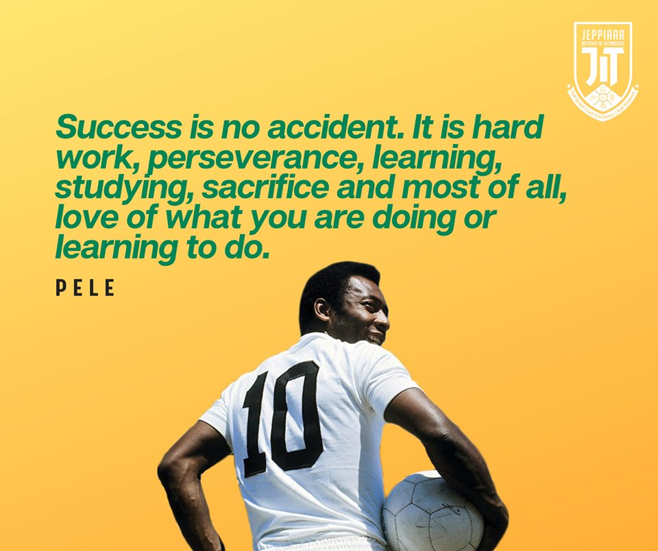 JeppiaarIT's tweet image. Having success is no accident. It&apos;s a formula that consists of hard work, perseverance, learning, studying, sacrifice and most of all, love of what you are doing.bit.ly/2BiYKkH
#Success #HardWork #PowerLessons #LifeLessons #Motivation #Pele #Legends #JIT #FootballLegends