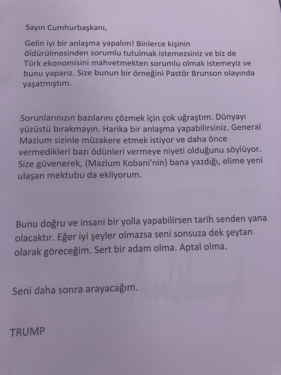 İşte o skandal mektup.
9 Ekim 2019/