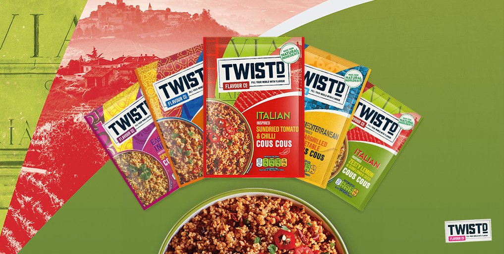 TwistdFlavour's tweet photo. Want a fast #dinner that will fill your world full of flavour. Twist things up with our range of #TwistdFlavour #couscous. Now available at @Tesco and @asda. https://t.co/9mqmdywS31