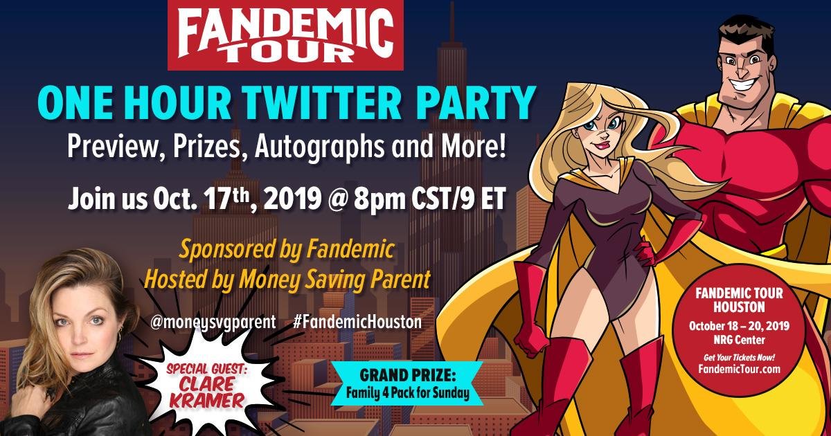 MidlifetoMax's tweet photo. Exciting news! Twitter party tonight! Kicking off one FANtastic weekend w/ @FandemicTour #FandemicHouston  Special Guest @ClareKramer! 
RSVP w/ your Twitter handle! #FandemicPartner #fandemictour 
https://t.co/0Sew7Ny9Sy

Did  I mention PRIZES?? Set your alarm! #twitterparty https://t.co/ND63dx1EjE