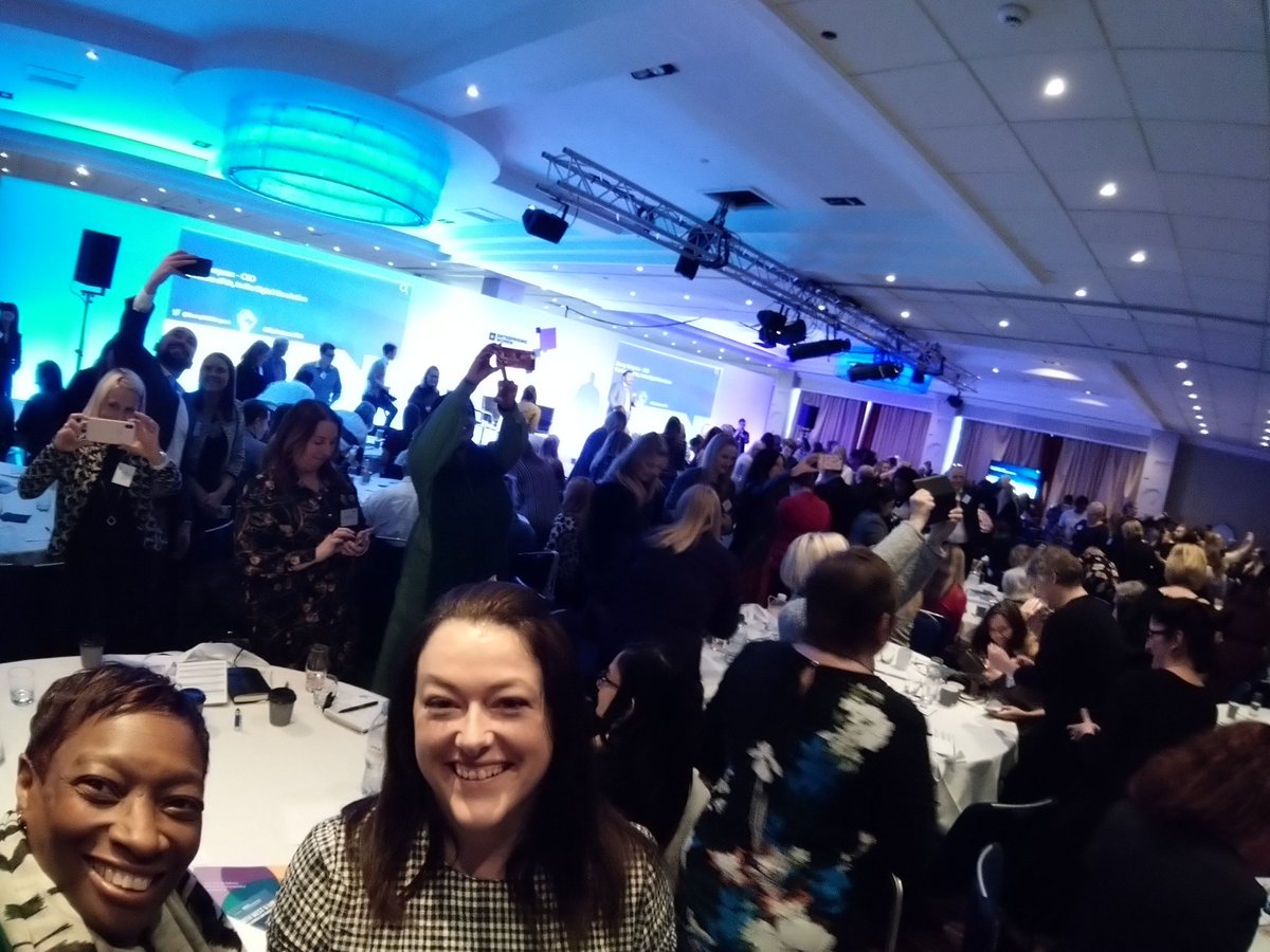 DijonnTaylor's tweet photo. Danny @MIDCommsUK has us all doing selfies #ewc2019 #Manchester @IoD_NWandIOM what lovely people! @Angc190 on our table https://t.co/ioN1ajYhtr