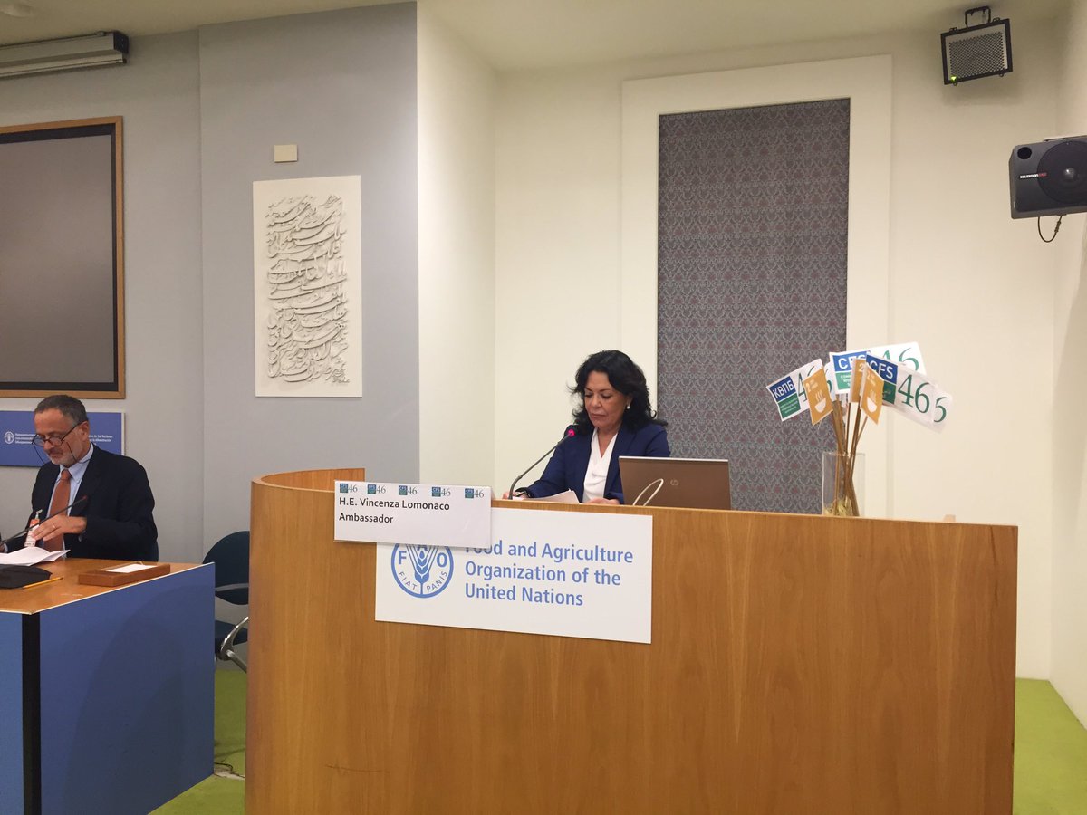 <a href="/ItalyUN_Rome/">Italy UN Rome</a> Ambassador VincenzaLomonaco is opening the #CFS46 event on farmer-driven innovation and food systems transformation, bringing into the debate the perspective of the Italian Government!
#MediterraneanDiet #innovation #farming #Sustainability #foodsystem
