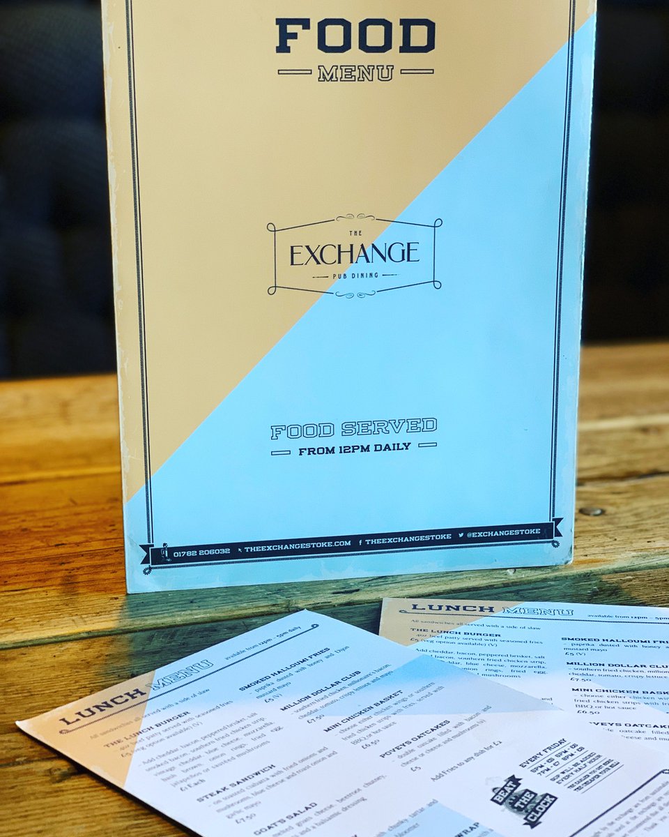 Open for lunch 😄 - Come join us for one of your favourites 😏 - - #theexchange #theexchangestoke #lunch #lunchmenu #fishfinderbutty #clubsandwich #steaksandwich #halloumifries