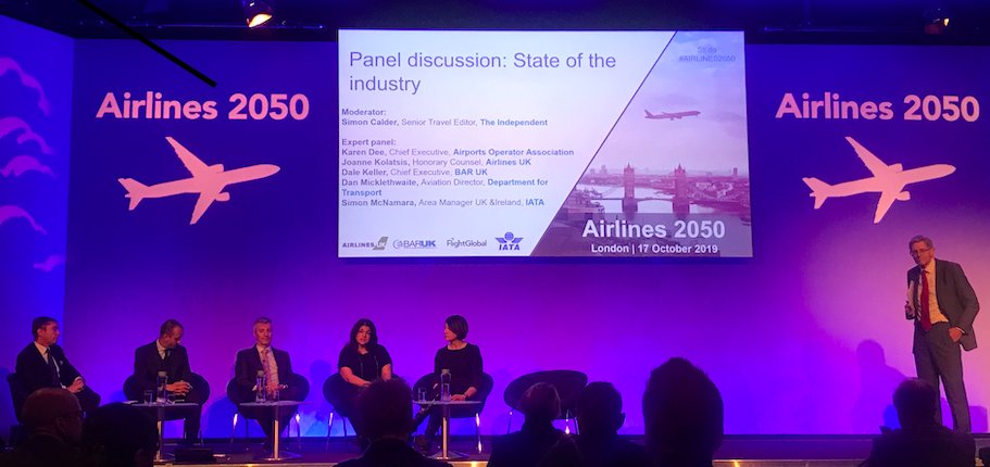 FlightGlobal's tweet photo. Happening now at #Airlines2050 the @Independent’s @SimonCalder moderates a panel on the state of the UK’s #aviation industry. Simon is joined by @AOA_UK @airlines_UK @bar_uk_ @transportgovuk and @IATA #FGEvents: https://t.co/RtV4eU9Ls0 https://t.co/vyhcdGAaEv