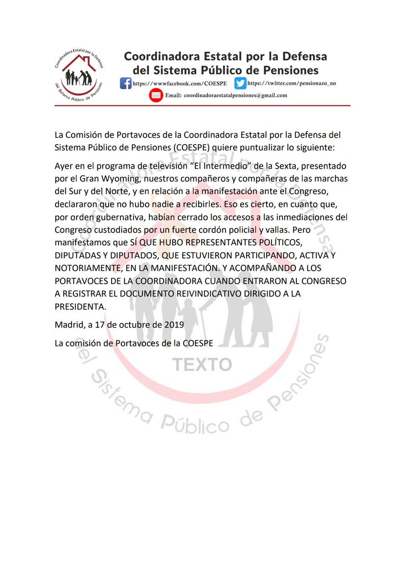 <a href="/El_Intermedio/">El Intermedio</a>
Comunicado de la COESPE respecto a la participación de los grupos políticos en la marcha del #16O en Madrid.