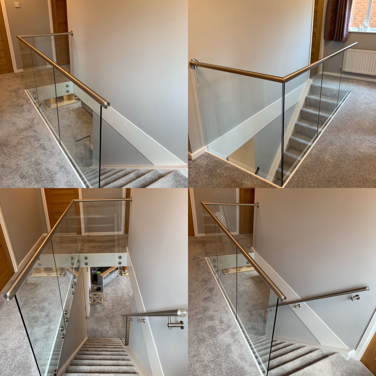 globalwalkway's tweet photo. Happy customer after modern update. #stainlesssteel #staircase #glass #glassadapters #happycustomer #handrail #internal #landing https://t.co/QajMeYS91J
