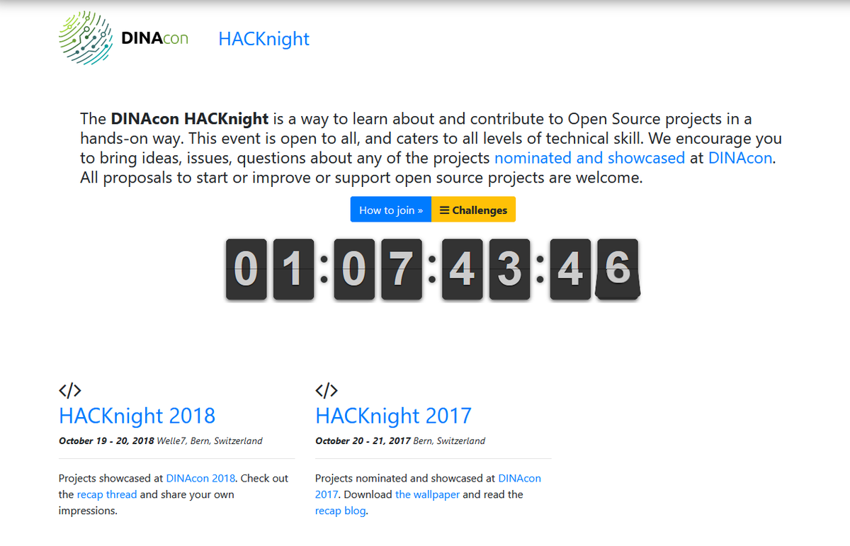 seismist's tweet photo. Join us after @DINAconCH in Bern tomorrow to kick off the weekend with the *free* and *open* #DINAconCH HACKnight! Challenge us via dribdat https://t.co/pJhZwjN1wJ or GitHub https://t.co/h3avj5LeJL now! https://t.co/NU5GxRNCxZ