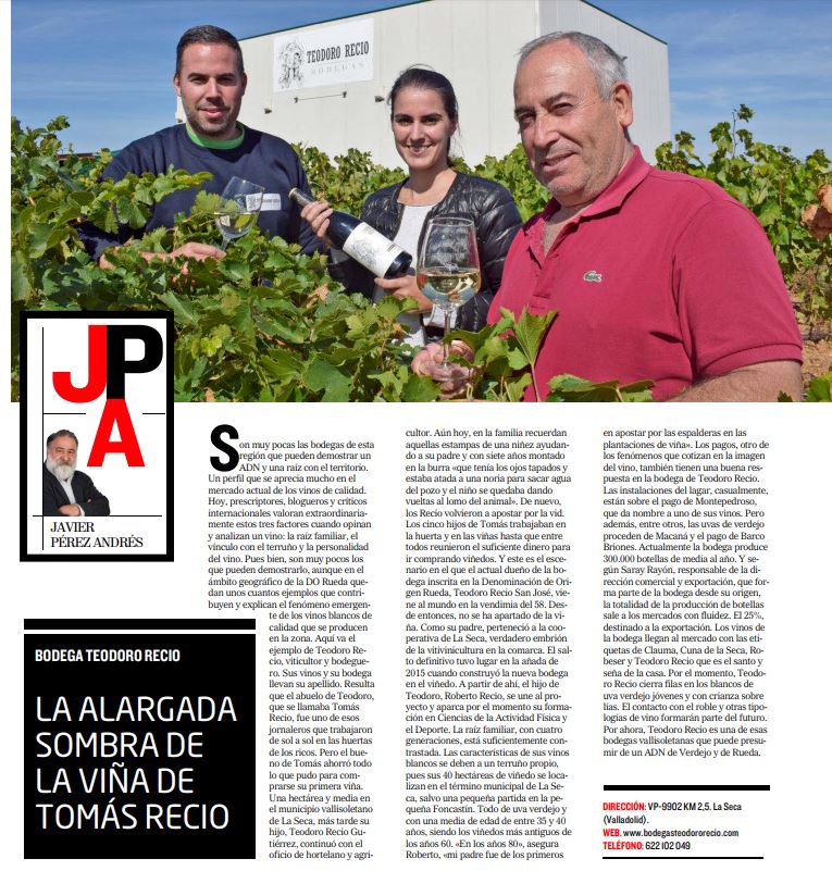 "Son muy pocas las bodegas de esta región que pueden demostrar un ADN y una raíz con el territorio. Aquí va el ejemplo de Teodoro Recio, viticultor y bodeguero". 

Mi artículo de vinos de esta semana en <a href="/DiarioCyLMundo/">Diario de Castilla y León</a>🍷👇

<a href="/bodegasteodoro/">Bodegas TeodoroRecio</a>