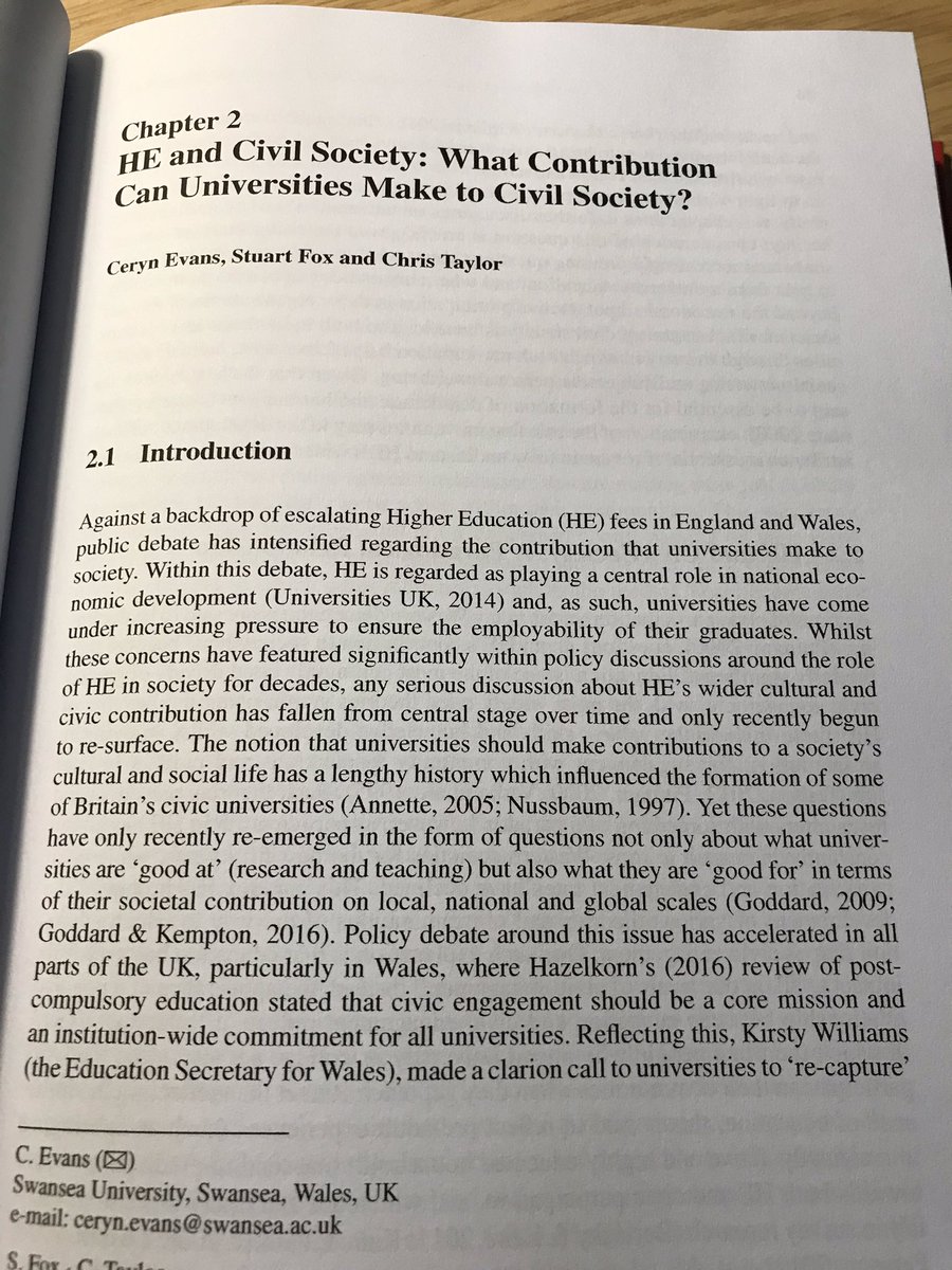 New chapter with <a href="/CerynEvansc15/">Ceryn evans</a> and @stuarte5933 out on universities' contribution to civil society <a href="/WISERDNews/">WISERD</a>