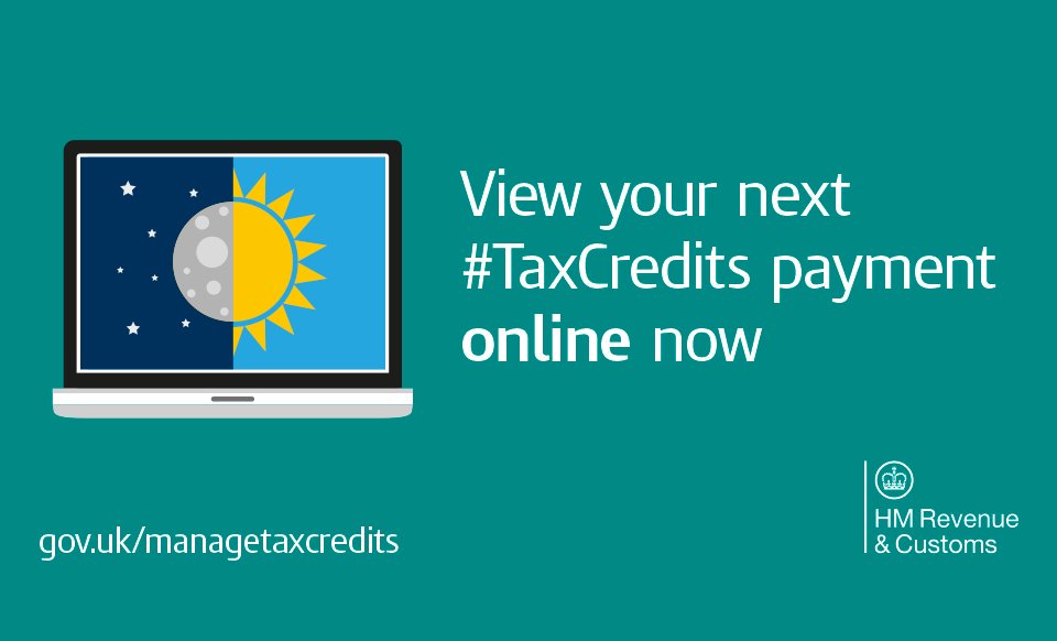 You can view your next #TaxCredits payment online at any time without needing to call 💻 gov.uk/manage-your-ta… via <a href="/HMRCgovuk/">HM Revenue & Customs</a>