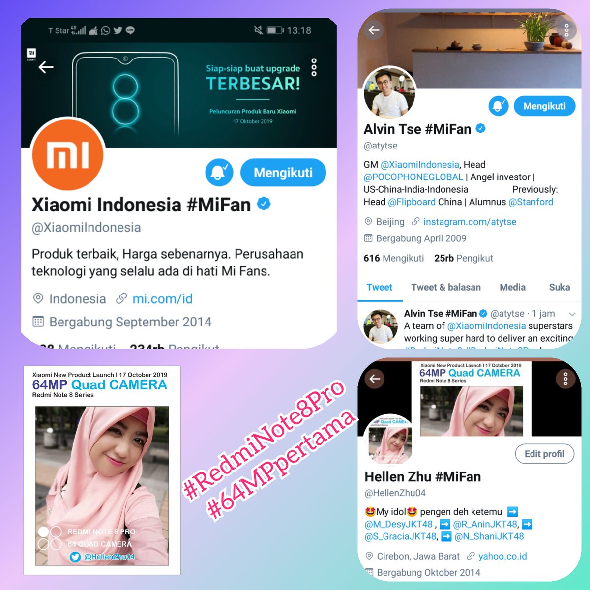 Luckysiaucie10's tweet photo. @XiaomiIndonesia @alvintse Hopefully I am lucky to have the most sophisticated smartphone in 2019. #MiFan
Done Follow π @XiaomiIndonesia π @alvintse
Done RT & Reply
Bismillahirrahmaanirrahiim
Semoga terpilih menjadi pemenang smartphone Impian #RedmiNote8Pro #64MPpertama https://t.co/LNVdaQHmHH