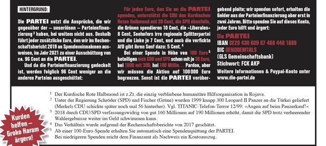 MartinSonneborn's tweet image. Kurden helfen - Groko Haram ärgern! 

CDU &amp;amp; SPD haben ein EU-weites Waffenembargo gegen den Irren vom Bosporus verhindert. Jetzt lassen wir sie zumindest mitspenden. 
Alles weitere hier oder unter die-partei.de.

Jeder Euro hilft (und ärgert!)... Smiley!

#Rojava