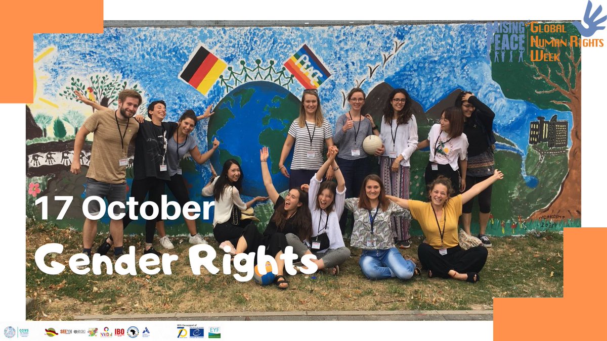 Welcome to day 4 of GHRW! Today we will address the topic of Gender rights, sexual and personal bodily autonomy. Stay tuned and share our contents! Thanks to @CoE and EYF for their support. #OurRightsOurVoices #RaisingPeace