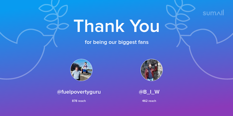 Our biggest fans this week: fuelpovertyguru, B_I_W. Thank you! via sumall.com/thankyou?utm_s…