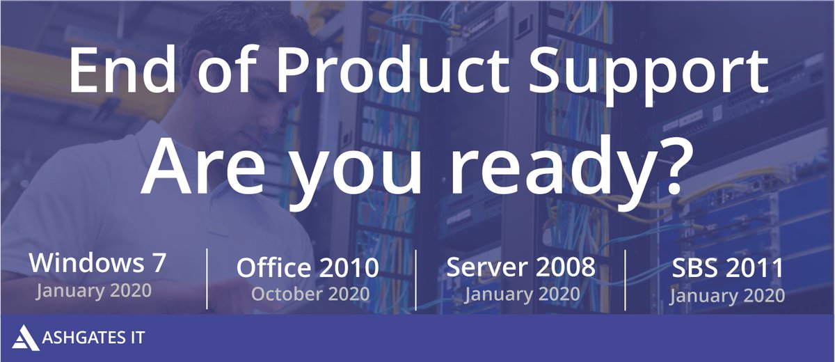 In 2020, Microsoft will end support for several applications, including Windows 7 &amp; Office 2010. It is crucial that you upgrade your software to continue to receive the latest security patches &amp; updates! See how we can help ashgatesit.co.uk/news/windows-7… #Office2010 #Windows7 #EndOfLife