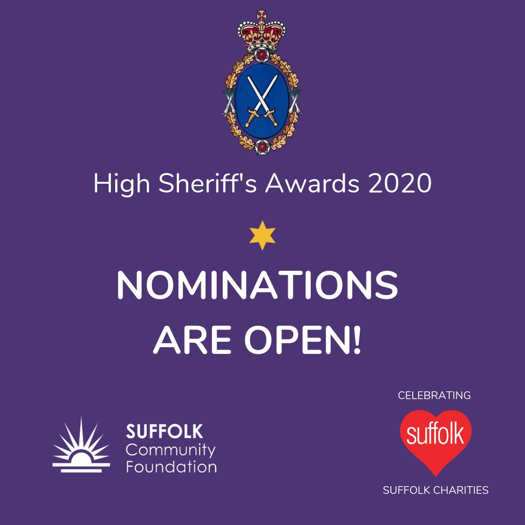 suffolkgiving's tweet photo. โจ๐ NOMINATIONS ARE NOW OPEN for the #HighSheriffAwards2020! Discover this year's categories and submit your nomination here > https://t.co/xo4OYSBv2u #TeamSuffolk #changinglocallives https://t.co/7zF3xZojgX