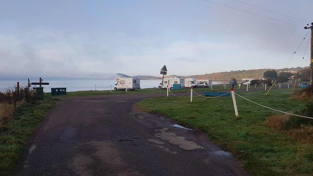 Ahaar!  Fortrose Bay Campsite is surrounded by sea haar today . Amazingly the sun is shining just over us 😎