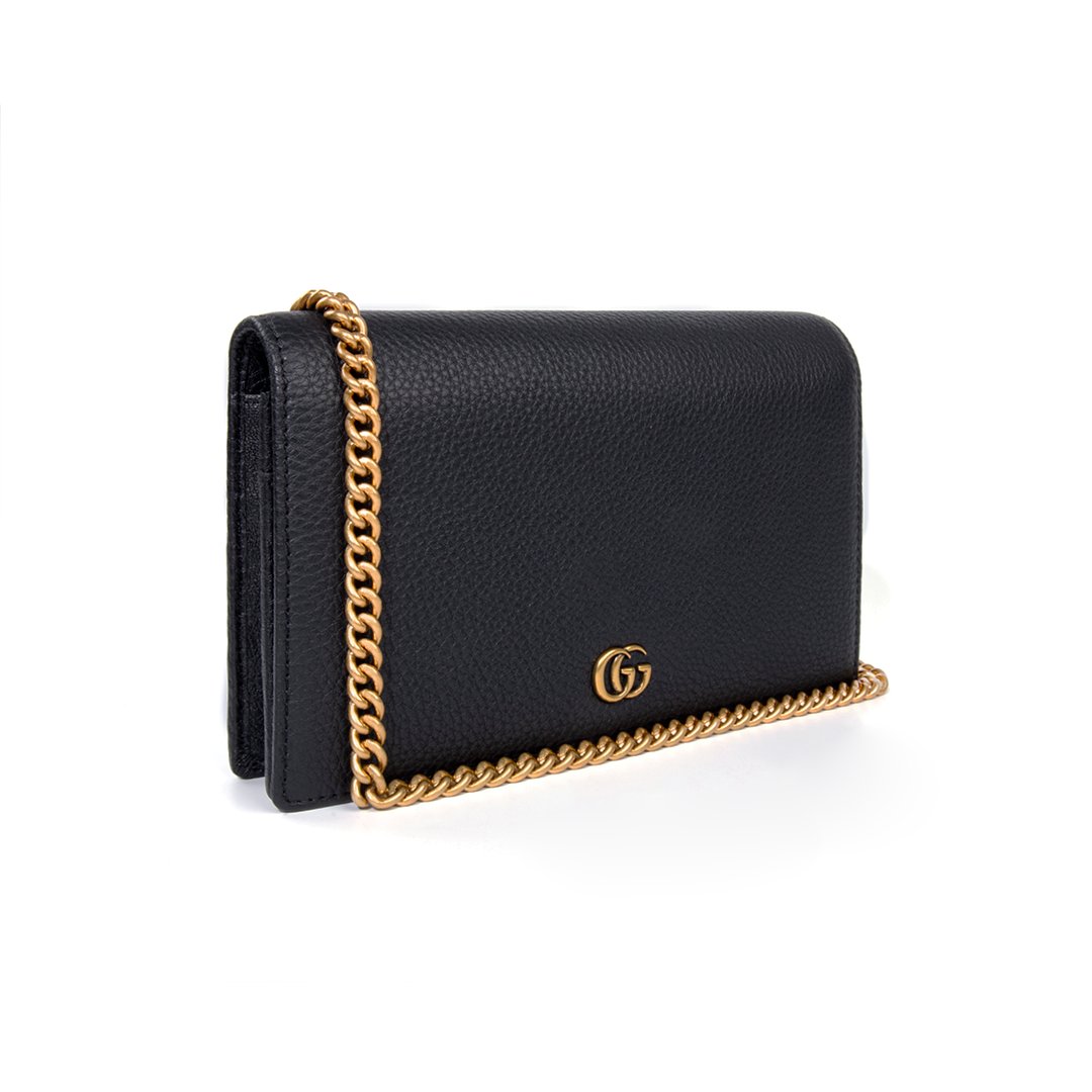 gg marmont leather mini chain bag