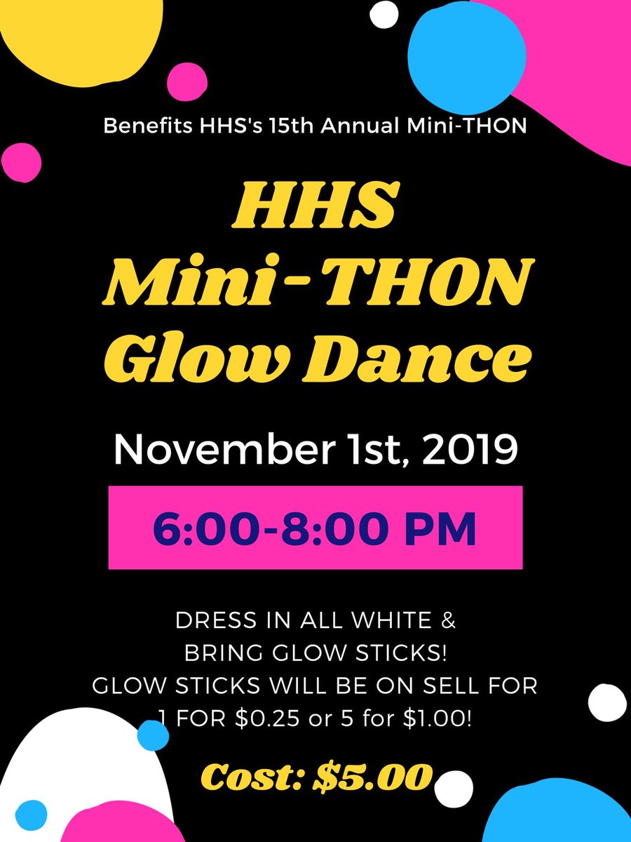 The Glow Dances are about 2 weeks away! We hope to see you there! Tickets are $5.00! Bring all your glow sticks and deck out in white!