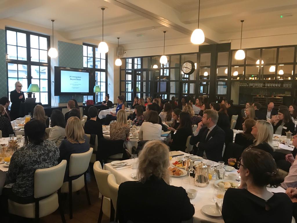 .<a href="/LauraDevineLaw/">Laura Devine Immigration</a> Beyond #Brexit seminar this morning talking all things Brexit and the ongoing Migration Advisory Committee consultation on Tier 2 salary levels and the new Australian-style points-based system. Great to see so many of our clients and contacts in attendance