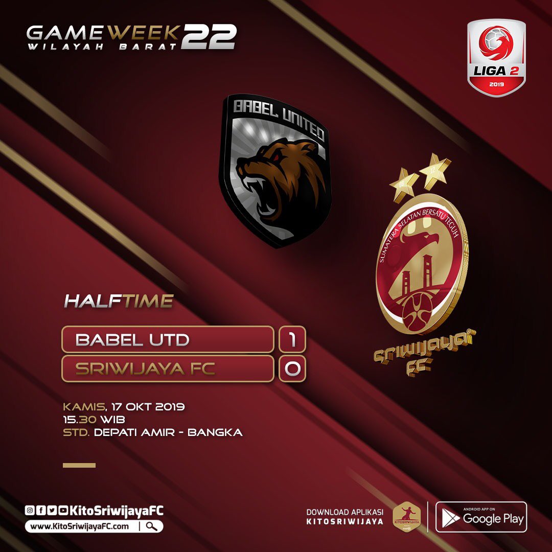 HALF TIME
.
.
#DukungSFC #KembaliKeLiga1 #KitoSriwijaya #KitoPacak #DigiAsiaBios #DigiSportAsia