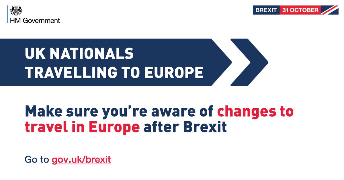 Travelling to Europe after Brexit? There are things you need to do to prepare for
Brexit. Find out more at gov.uk/visit-europe-b…
#brexittravel #brexit #traveladvice